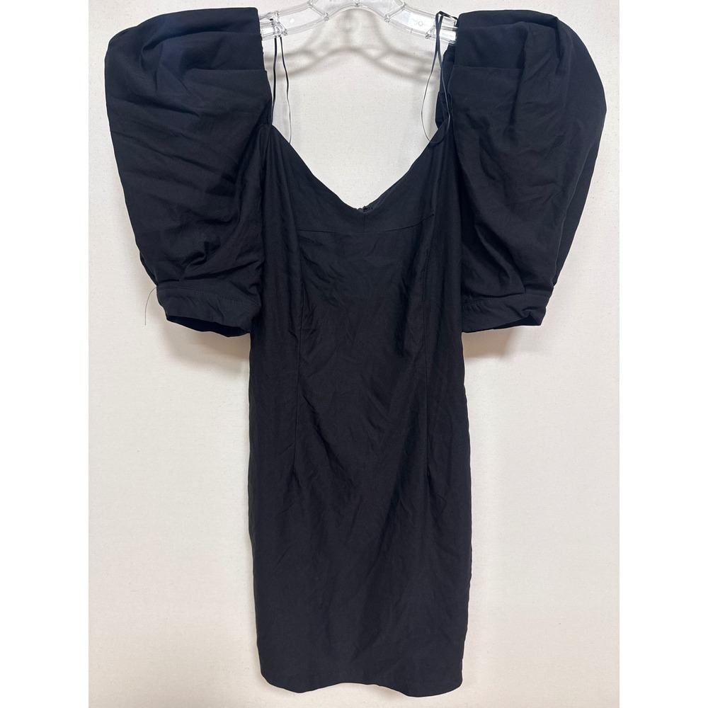 Fashion Nova Black Puff Sleeve Mini Dress Sweetheart Neckline Bodycon Size S